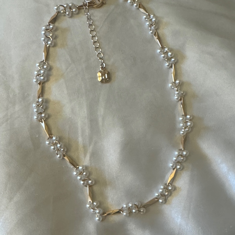 Monet Gold-Tone Necklace with Clustered White Pearls